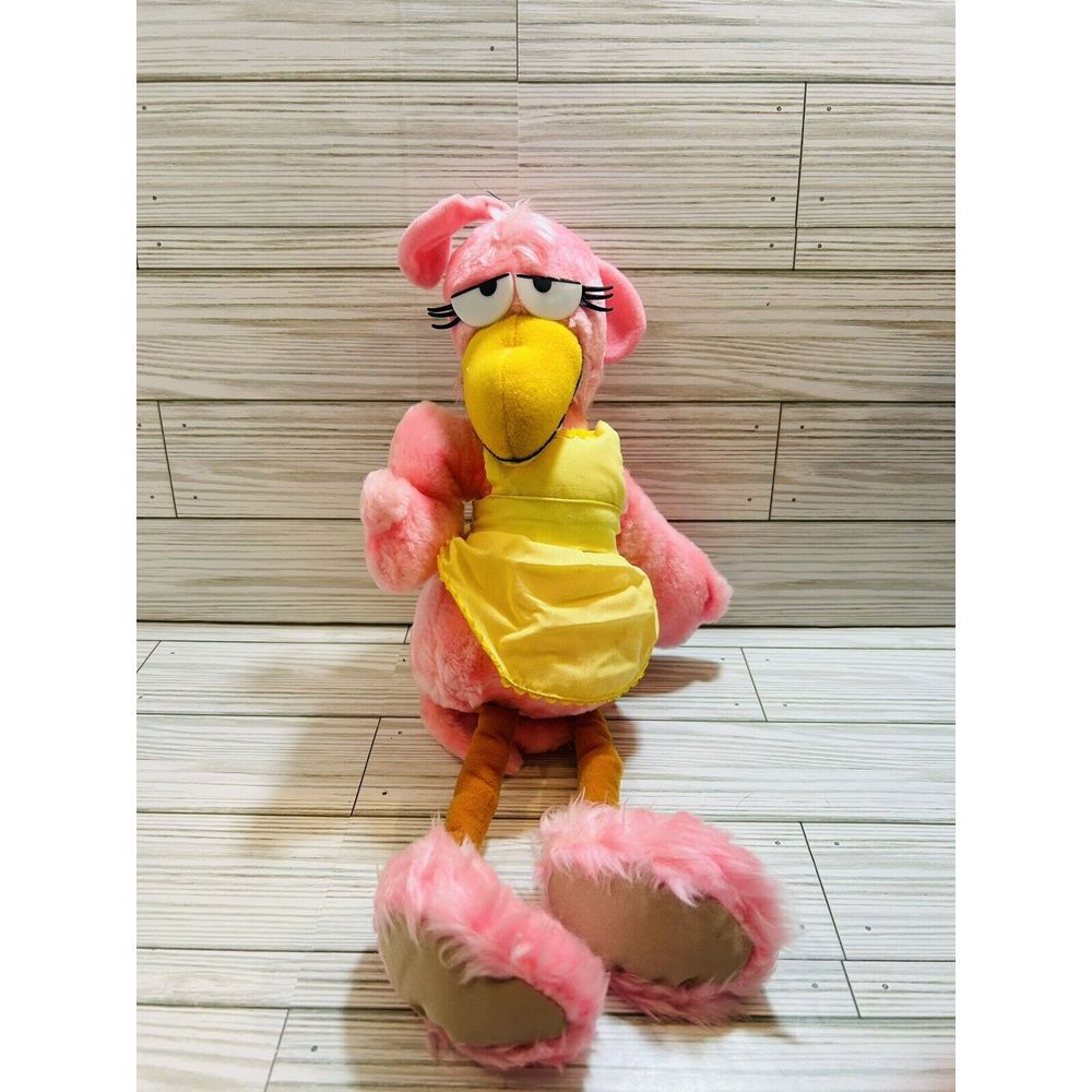 Shoe Comic Roz Pink Flamingo Plush Stuffed‎ Animal Tags 1983 Made in Korea 14"